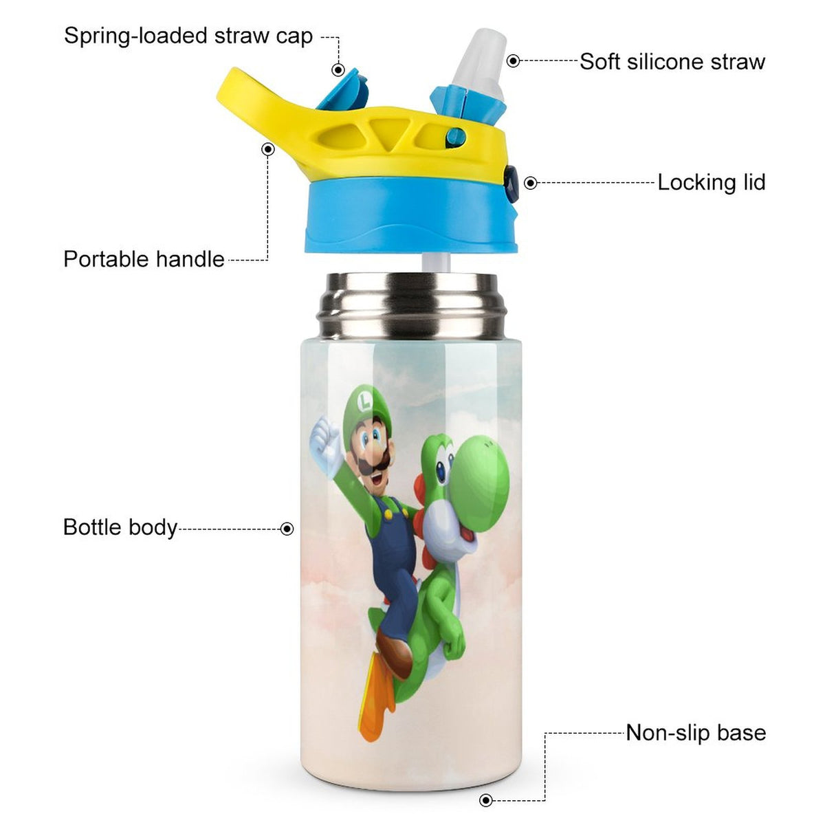 Insulated Water Bottle with Straw Stainless Steel Cup H85272