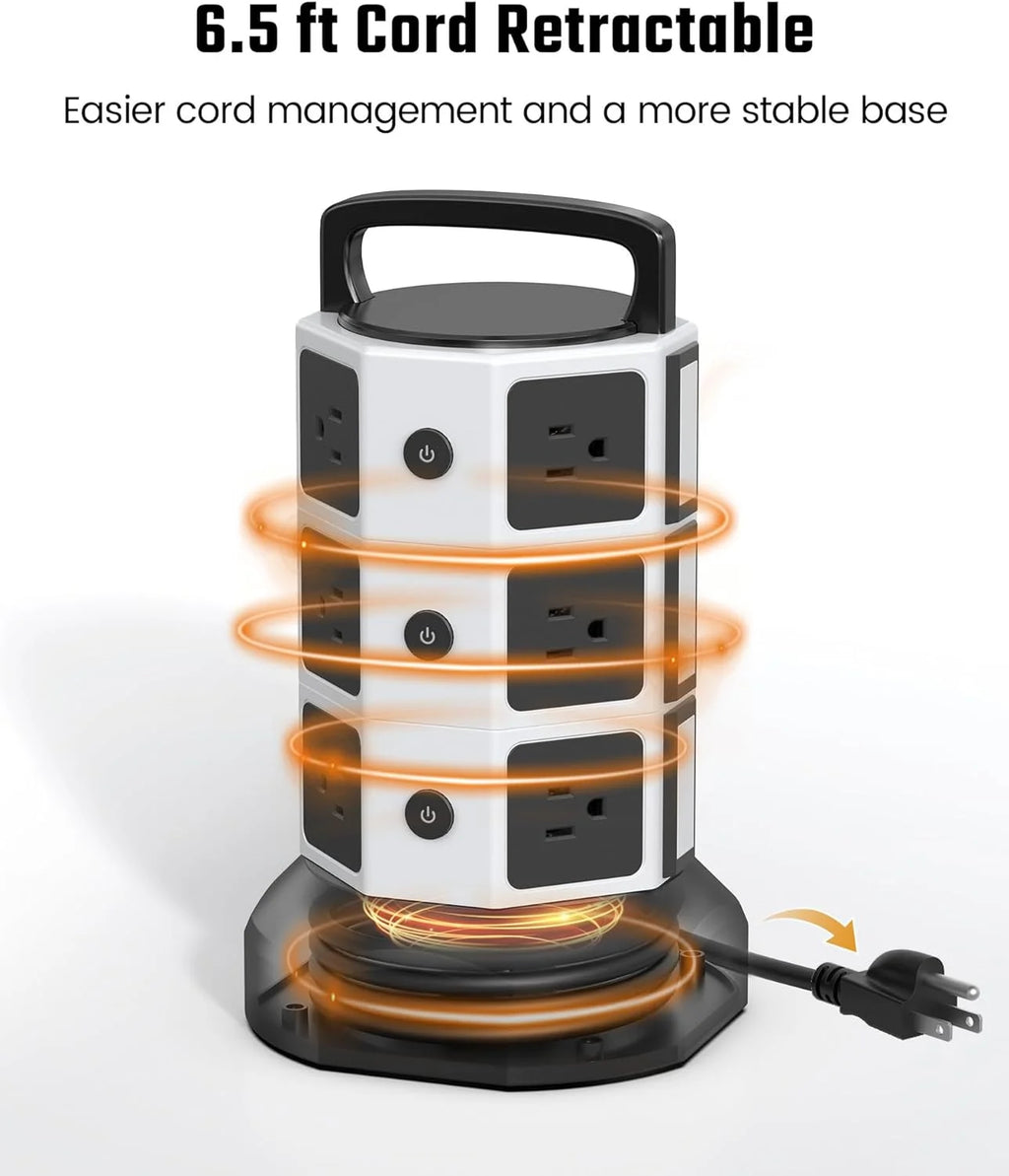 12 AC Outlets 6 USB Ports Power Strip Tower O156745