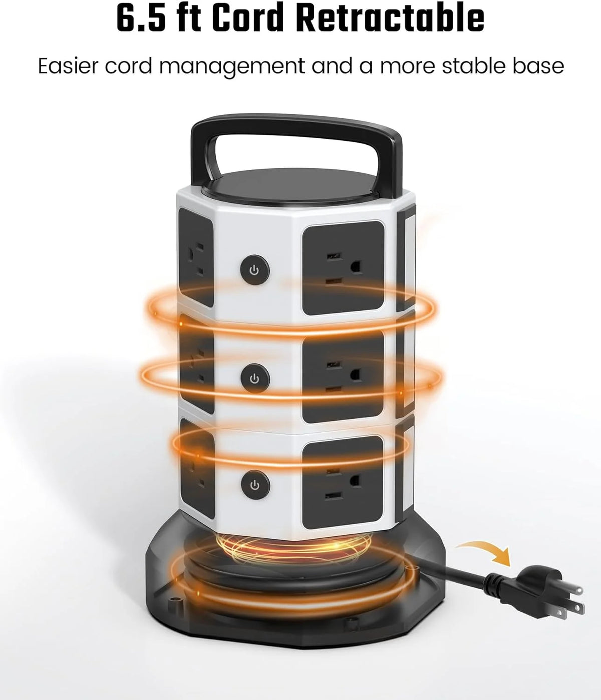 12 AC Outlets 6 USB Ports Power Strip Tower O156745