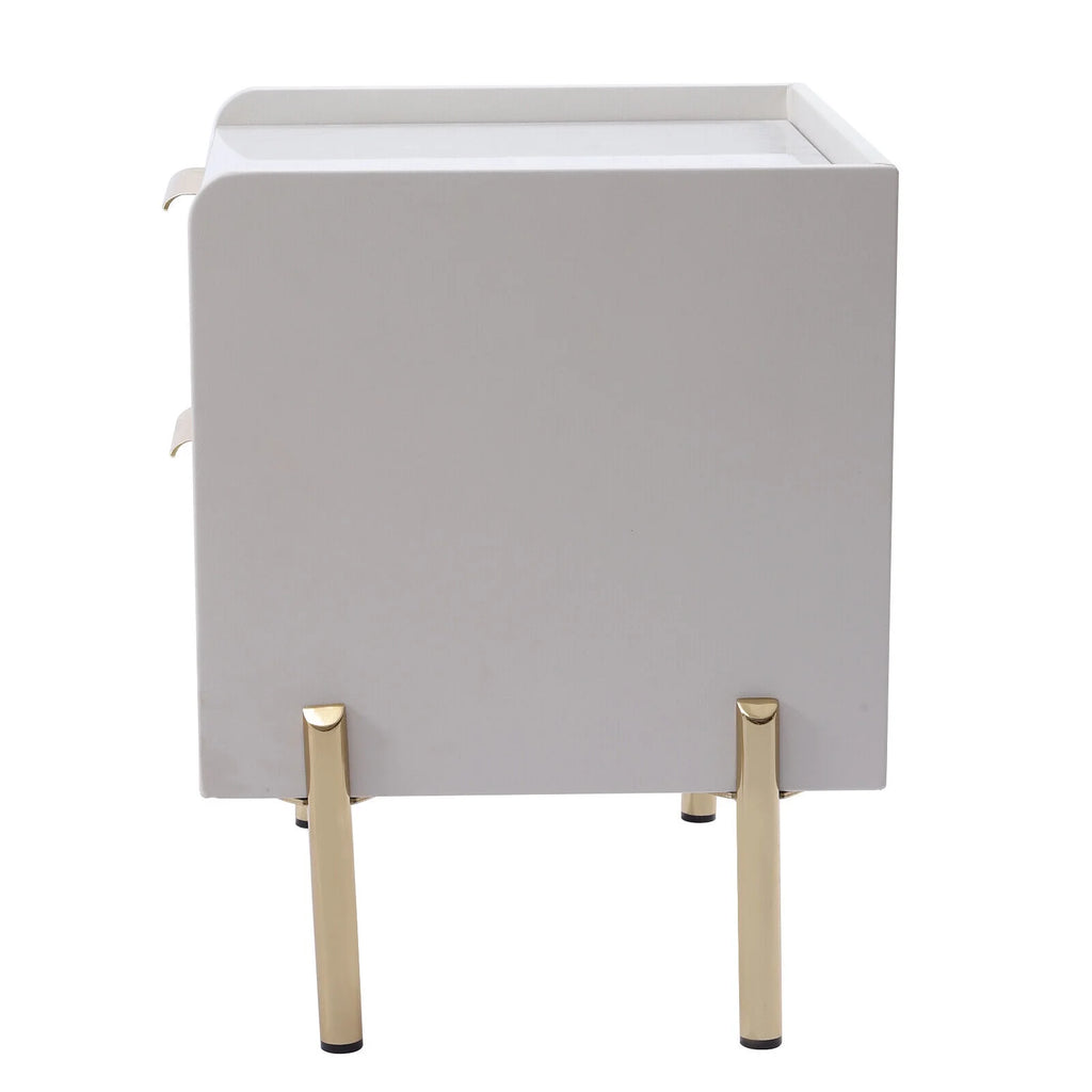 White 2 Drawer Wood End Table U5472