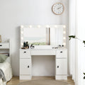 White Makeup Vanity Table with Lighted Mirror and 3 Drawers A3038