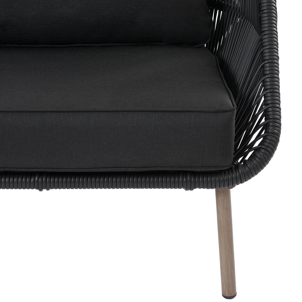 Black Wicker Outdoor Accent Chair with Cushions B581398