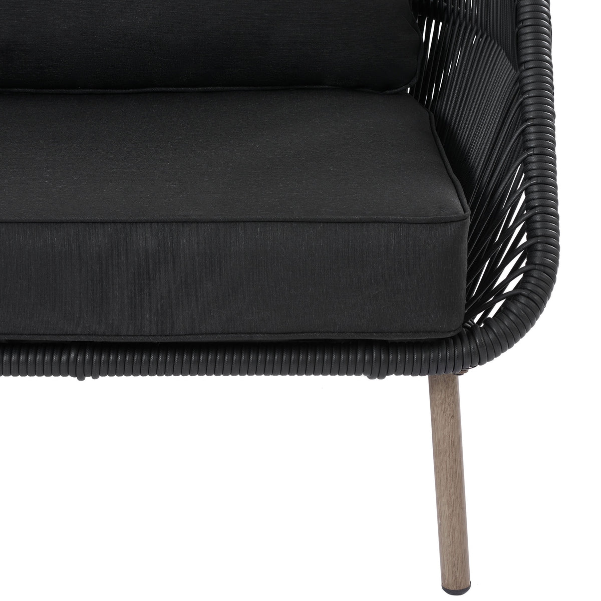 Black Wicker Outdoor Accent Chair with Cushions B581398