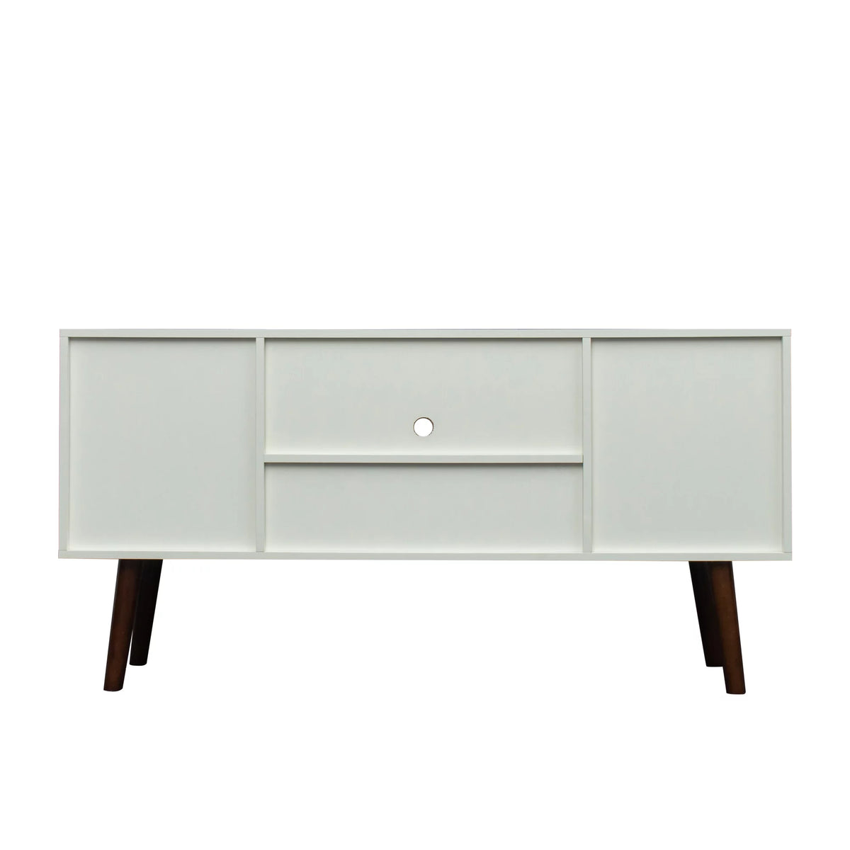 White Particle Board TV Stand with Storage and 2 Shelves K7993