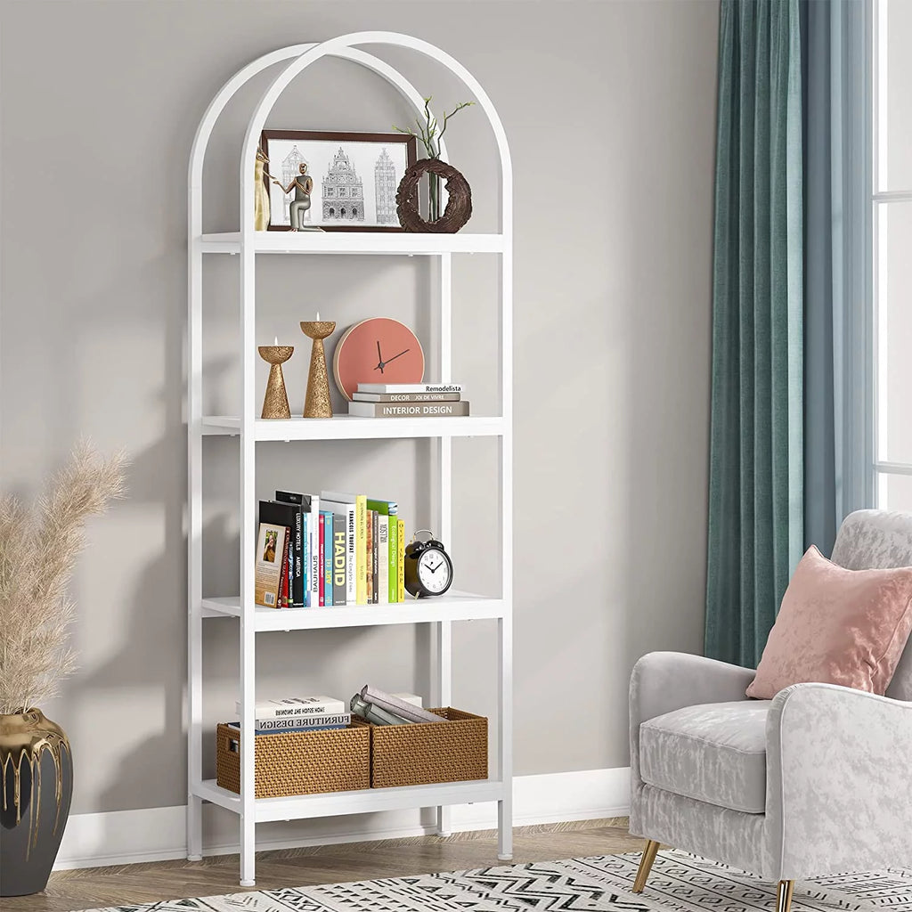 70.8 inches 4 Shelves White Wood Bookshelf E8520