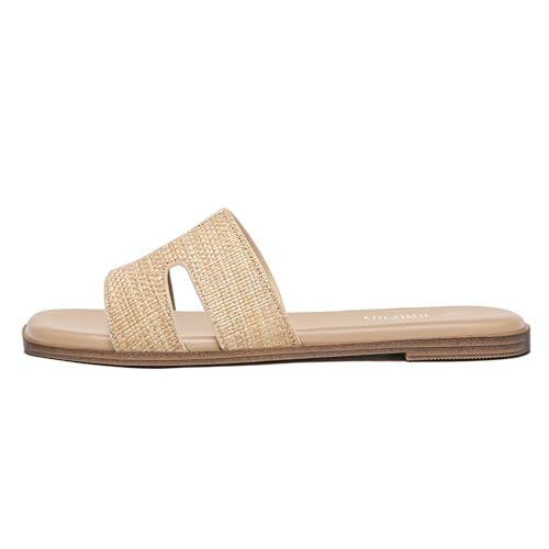 Women's Leather Slip On Flat Sandals W49494