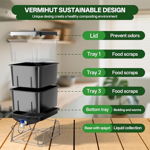 15L 3-Tray Worm Farm Composting Bin with Tool Set K33486