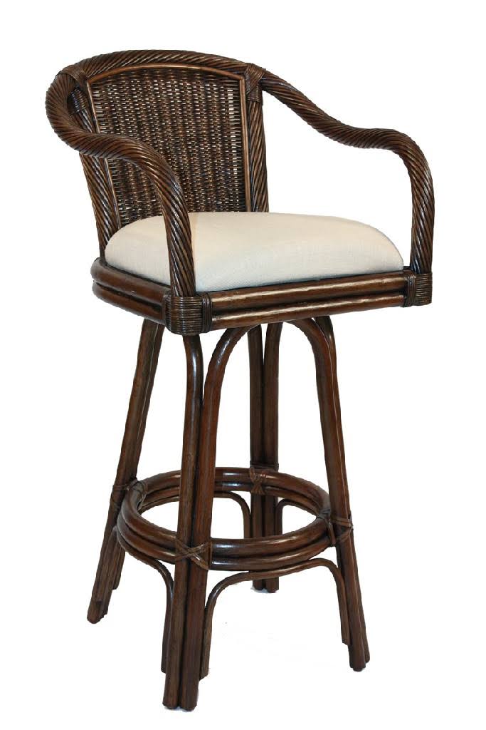 Indoor Swivel Rattan & Wicker Bar Stool in Antique Finish N407978