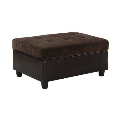 Tan Velvet Tufted Rectangle Storage Ottoman Q24913