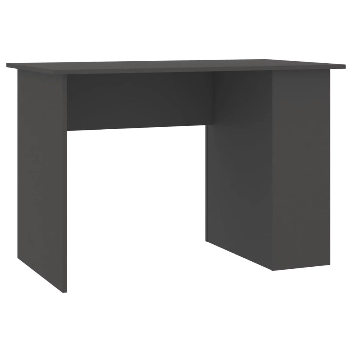Gray Engineered Wood Computer Desk with Storage Shelves K484