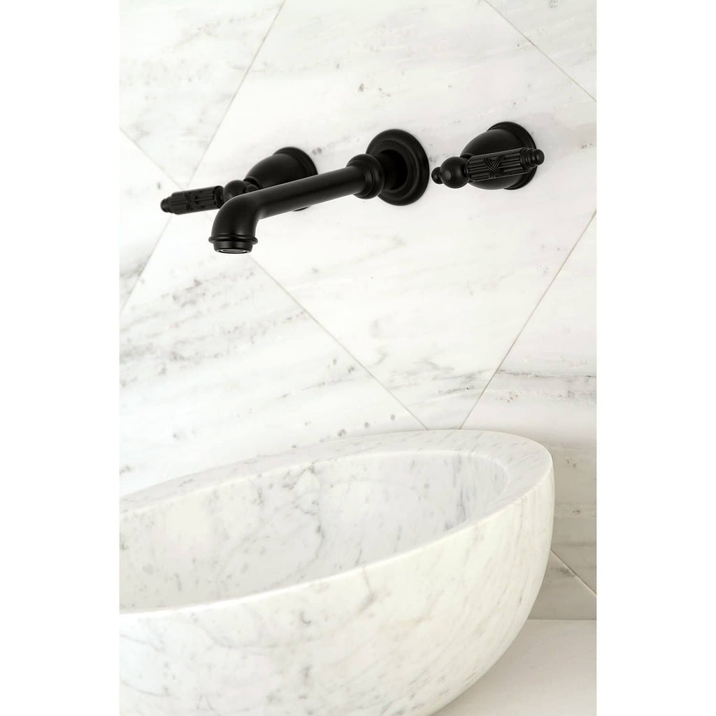 Polished Nickel 8-Inch Center Wall Mount Bathroom Faucet E165008