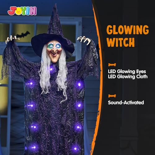 72” Hanging Talking Witch Decor with Light Up Ghost S447