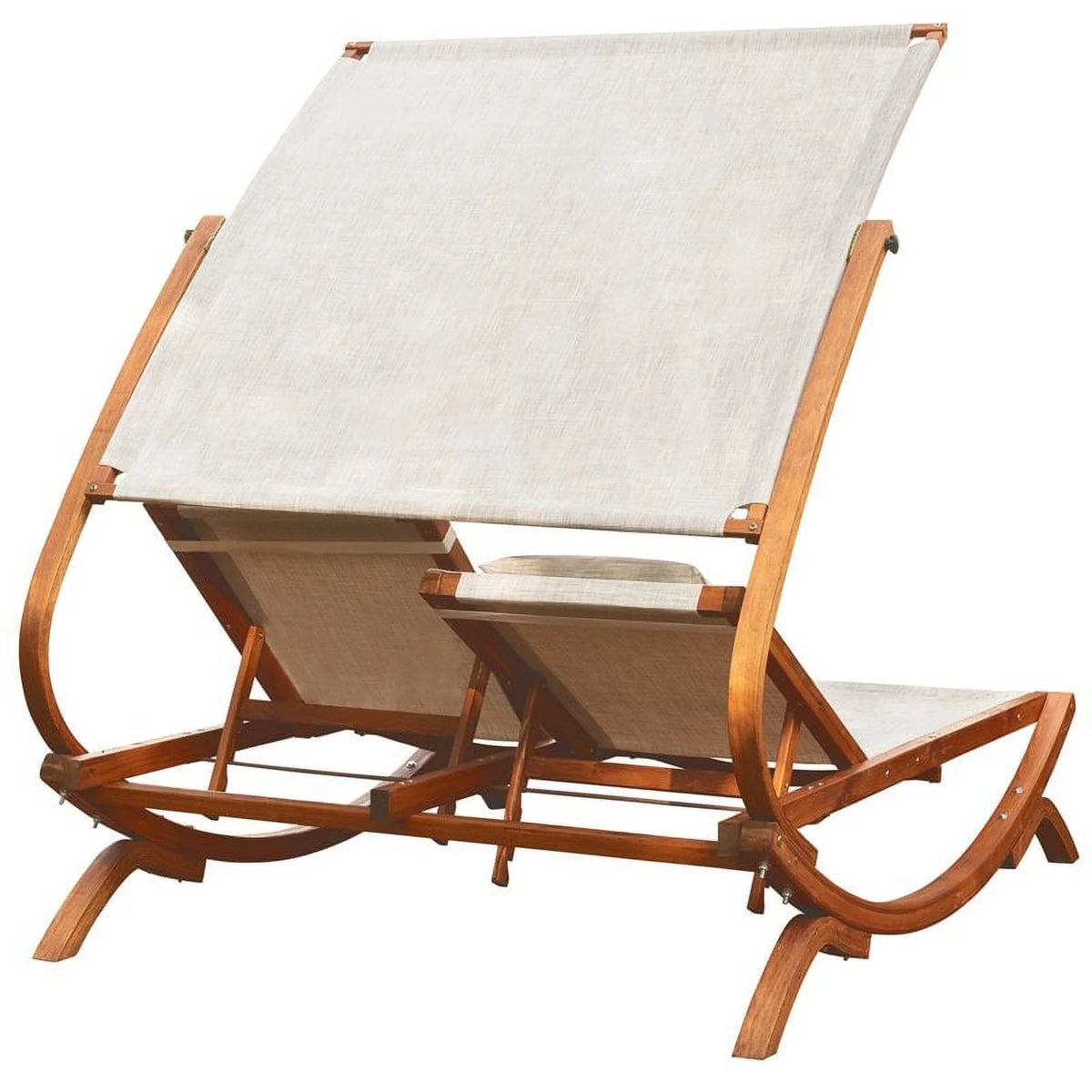 Wood Double Reclining Lounge Chair with Canopy O125