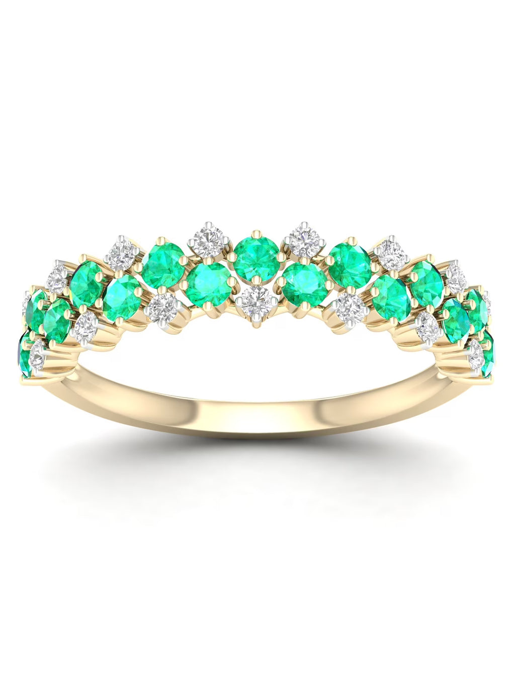 10k Yellow Gold Emerald Diamond Women's Band K541