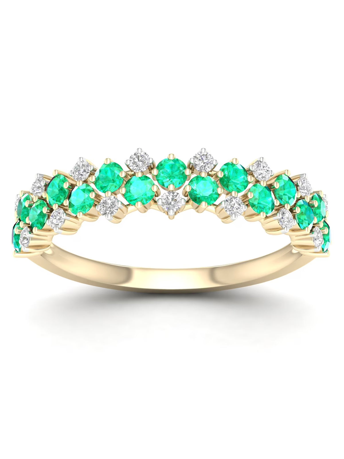 10k Yellow Gold Emerald Diamond Women's Band K541