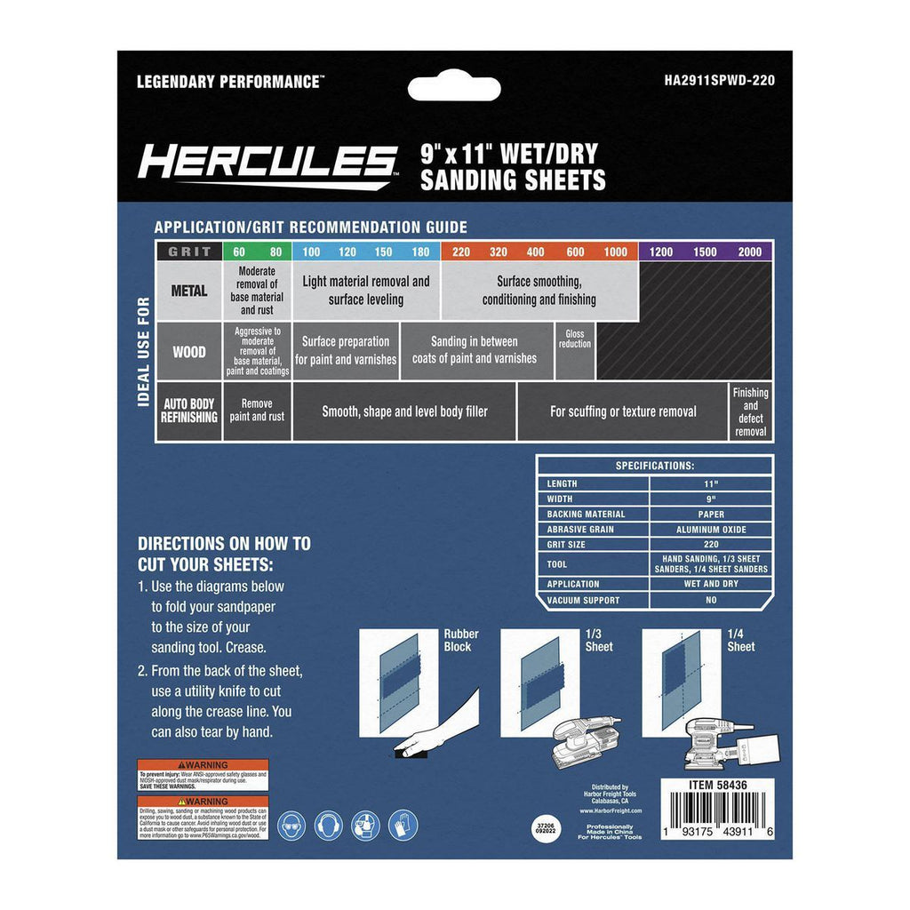 9 in. x 11 in. 220 Grit Wet/Dry Sanding Sheets 5-Pack D928623