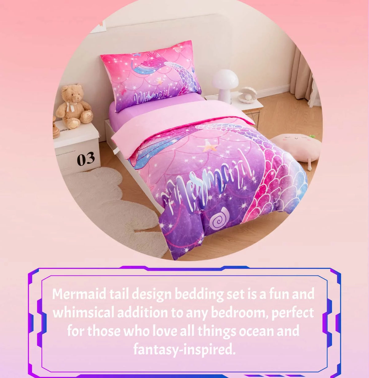 4 Pcs Pastel Fish Scale Kids Bedding Set V522