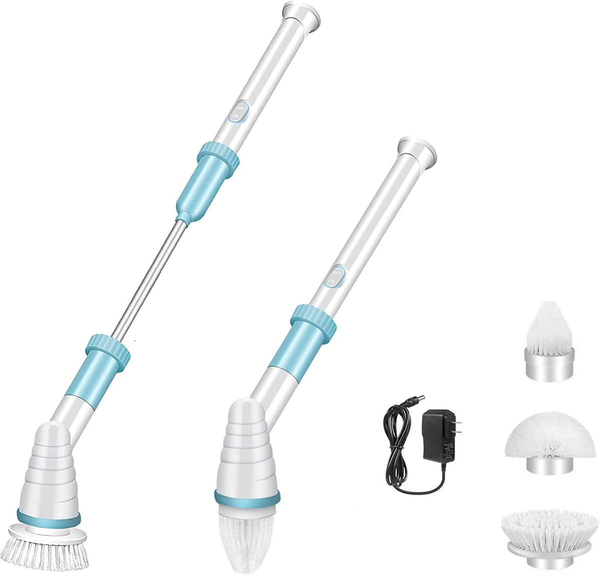 Cordless Electric Spin Scrubber with Long Handle, 3 Brush Heads, Pack of 2 D23188