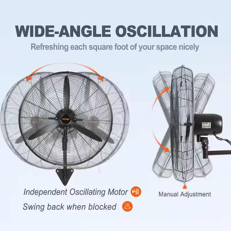 Wall-Mount Misting Fan 30 in. 3-Speed 9500 CFM Waterproof Oscillating Industrial Wall Fan X4467
