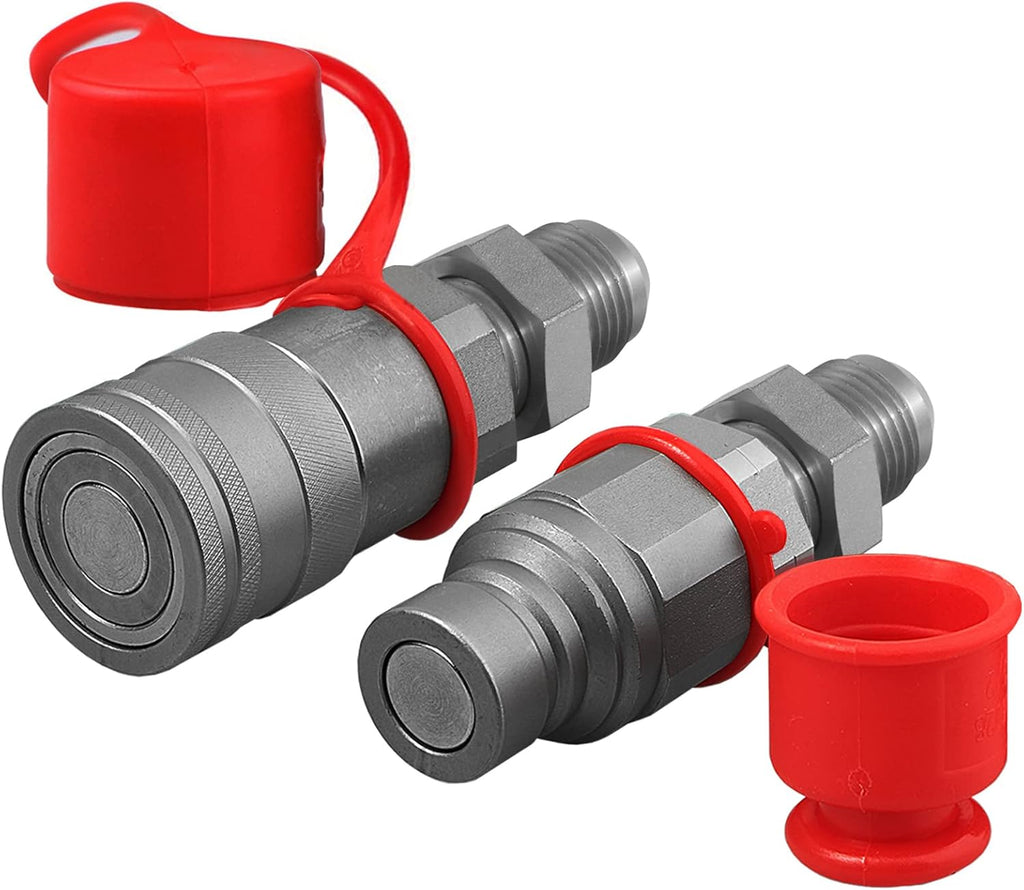 1/2" Body ISO 16028 Flat Face Hydraulic Quick Connect Couplers, 5/8″ JIC Thread, Pack of 2 Q146197