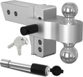 Adjustable Trailer Hitch Ball Mount, 4 Inch Drop, 2.5 Inch Receiver, 18,500 LBS GTW, Forged Aluminum Shank, Dual Balls J137