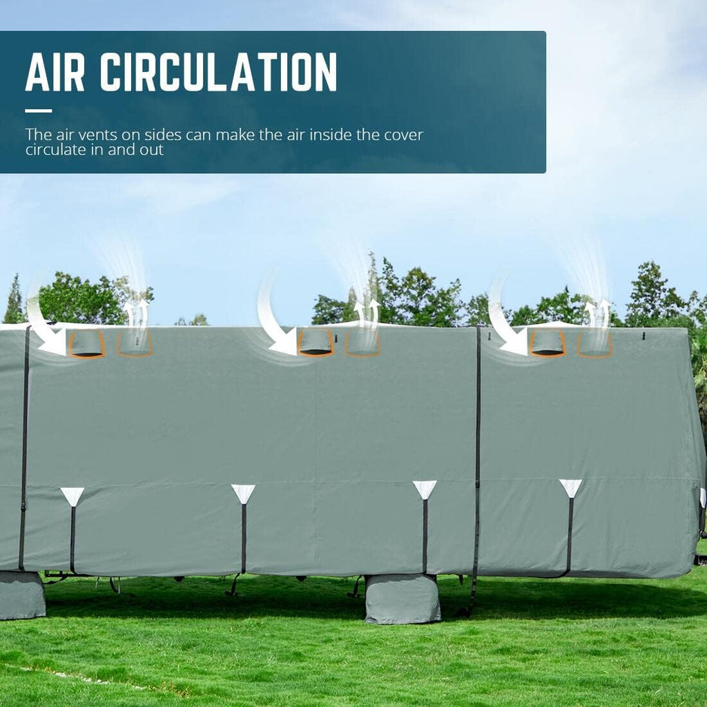 RV Cover, Extra-Thick 5 Layers Anti-UV Top Panel, Fits 40'-43' Motorhome, Water-Proof, with 2Pcs Extra Straps & 4 Tire Covers Z51406