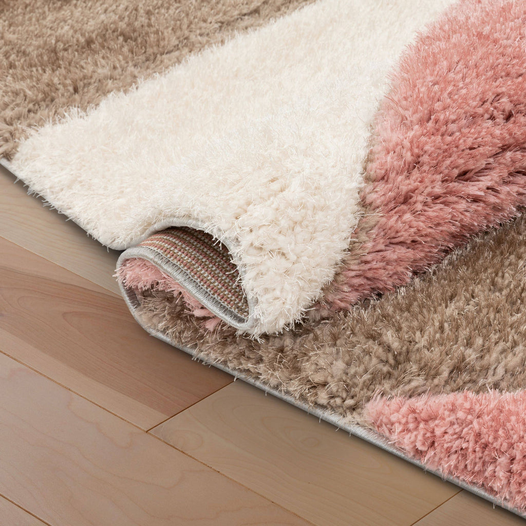 Shag Grey Blush 3D Textured Thick Soft Rug W234779